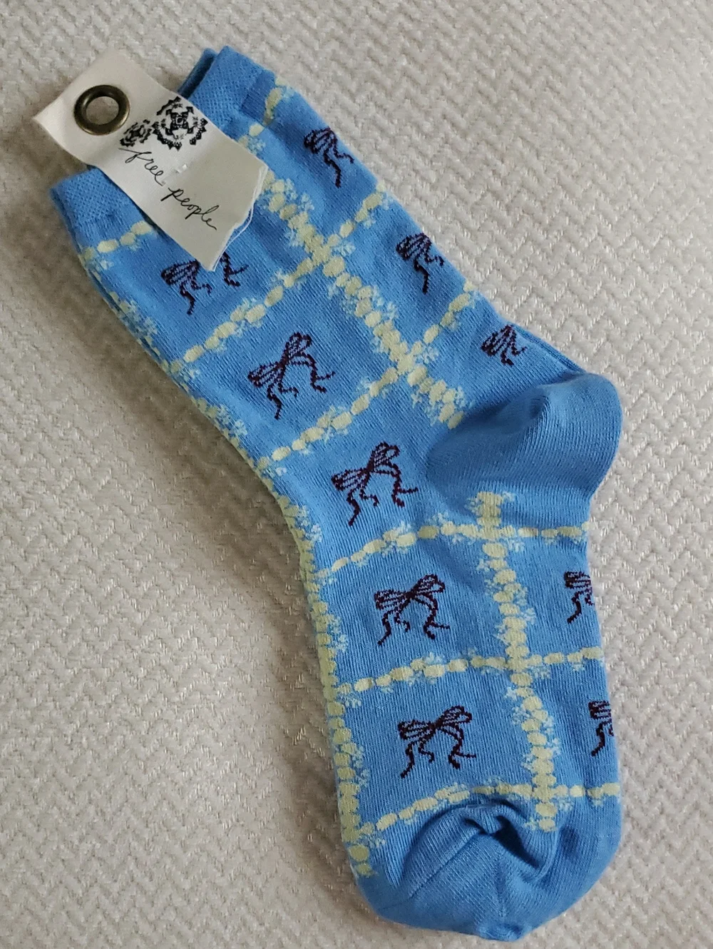 Free People Tie A Bow Ankle Socks/Light Blue